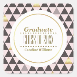 Blush Pink Geometric Pattern Afstuderen Vierkante Sticker