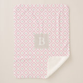 Blush Pink Geometric Pattern Monogrammed Sherpa Deken (Voorkant)