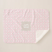 Blush Pink Geometric Pattern Monogrammed Sherpa Deken (Voorkant (horizontaal))