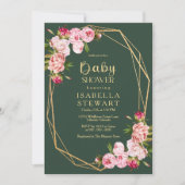 Blush Pink Geometric Royal Green Baby shower Kaart (Voorkant)