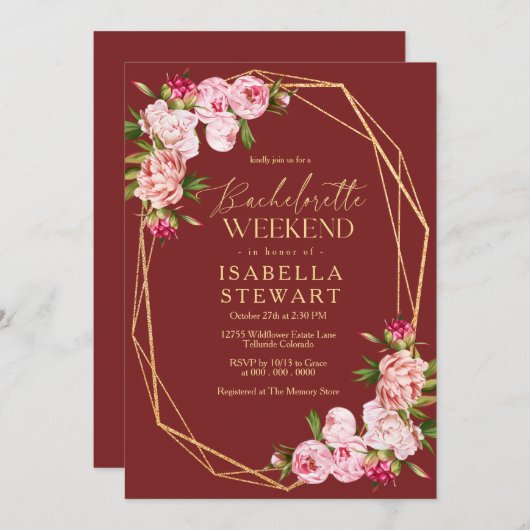 Blush Pink Geometric Terracotta Bachelorette Kaart (Voorkant / Achterkant)