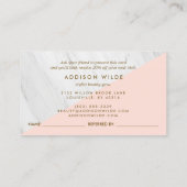 Blush Pink Geometrische Marmer Modern Aanbevelingskaartje (Achterkant)