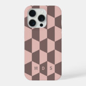 Blush Pink Geometrische Moderne Monogram iPhone Ca Hoesje (Achterkant)