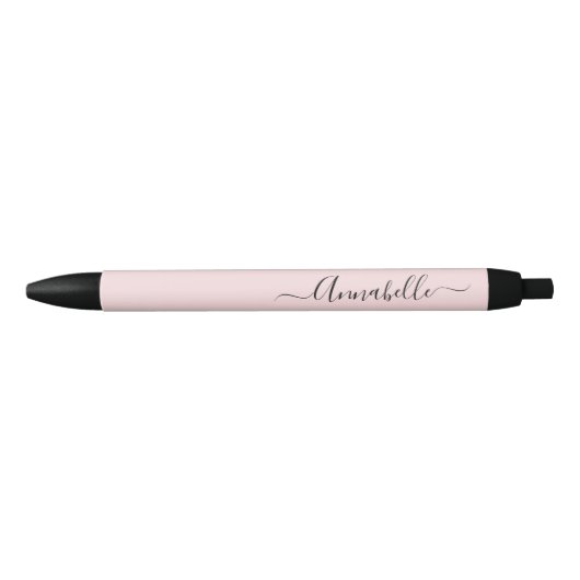 Blush Pink gepersonaliseerd naamschrift Zwarte Inkt Pen (Voorkant)