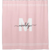 Blush Pink Gepersonaliseerde Elegante Naam Monogra Douchegordijn (Voorkant)