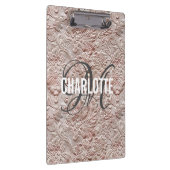  Blush Pink Gereedschapte Lederen Monogram Naam Klembord (Rechts)