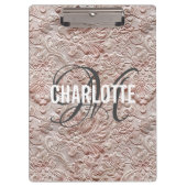  Blush Pink Gereedschapte Lederen Monogram Naam Klembord (Voorkant)