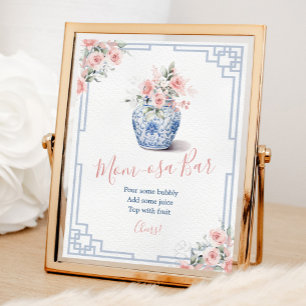 Blush Pink Ginger Jar Chinoiserie Baby Mom-osa Bar Poster