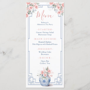 Blush Pink Ginger Jar Chinoiserie Baby shower Menu