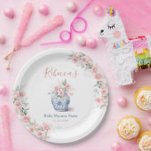 Blush Pink Ginger Jar Chinoiserie Baby shower Papieren Bordje (Feest)