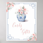 Blush Pink Ginger Jar Chinoiserie Kaarten en gesch Poster (Voorkant)