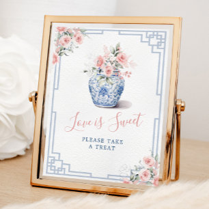 Blush Pink Ginger Jar Chinoiserie Liefde is Zoet Poster