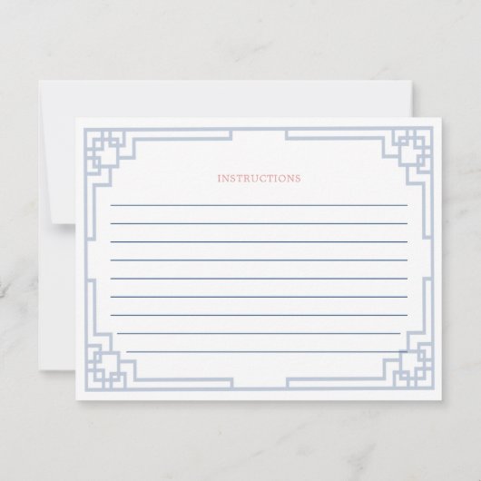 Blush Pink Ginger Jar Chinoiserie Recept Kaart (Achterkant)