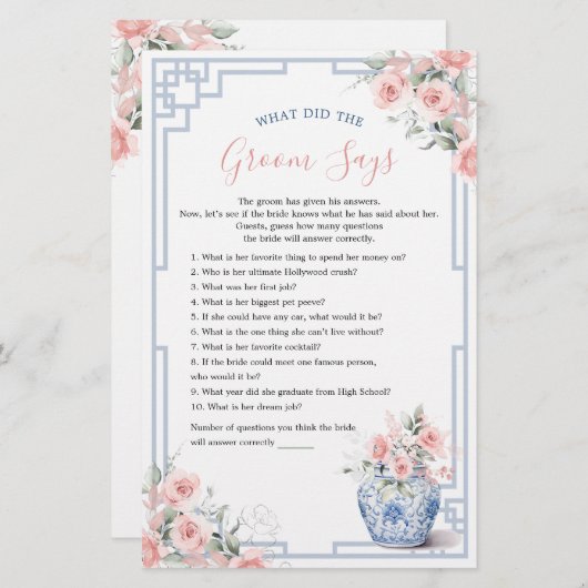 Blush Pink Ginger Jar Chinoiserie Wat bruidegom ze (Voorkant / Achterkant)