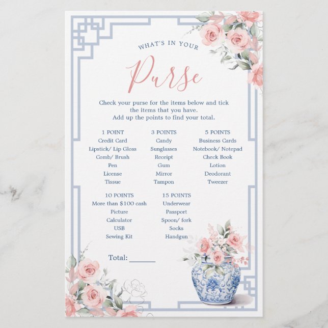 Blush Pink Ginger Jar Wat In Uw Purse Spel (Voorkant)