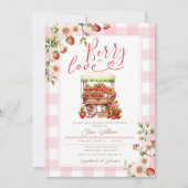 Blush Pink Gingham Berry verliefd op baby shower Kaart (Voorkant)