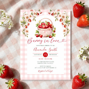 Blush Pink Gingham Berry verliefd op Vrijgezellenf Kaart