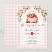 Blush Pink Gingham Berry verliefd op Vrijgezellenf Kaart (Voorkant / Achterkant)