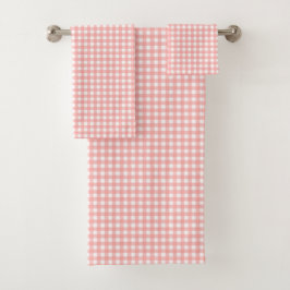Blush Pink Gingham Check Patroon Bad Handdoek