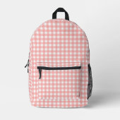 Blush Pink Gingham Check Patroon Bedrukte Rugzak (Voorkant)