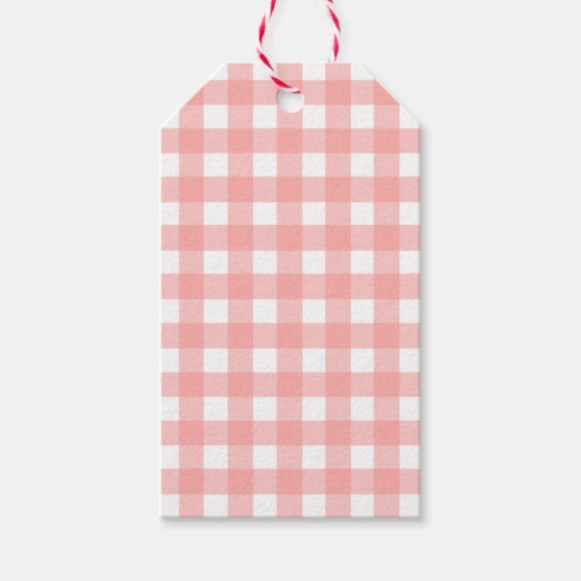 Blush Pink Gingham Check Patroon Cadeaulabel (Voorkant)