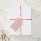 Blush Pink Gingham Check Patroon Cadeaulabel (Met Touw)