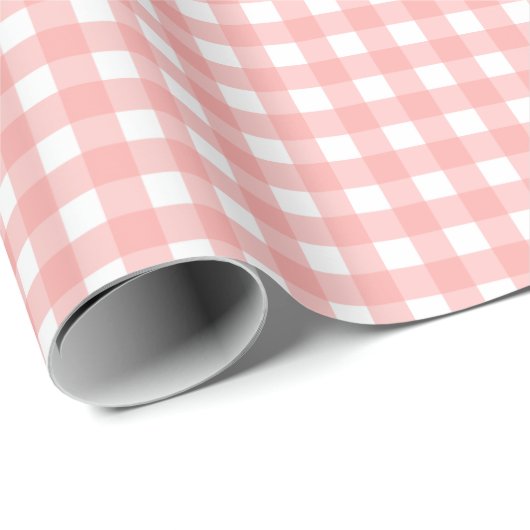 Blush Pink Gingham Check Patroon Cadeaupapier (Rol Hoek)