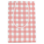 Blush Pink Gingham Check Patroon Medium Cadeauzakje (Voorkant)
