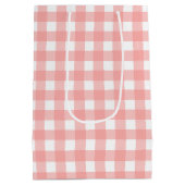 Blush Pink Gingham Check Patroon Medium Cadeauzakje (Achterkant)