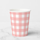 Blush Pink Gingham Check Patroon Papieren Bekers (Links)