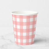 Blush Pink Gingham Check Patroon Papieren Bekers (Rechts)