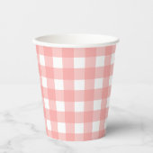 Blush Pink Gingham Check Patroon Papieren Bekers (Voorkant)