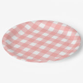 Blush Pink Gingham Check Patroon Papieren Bordje (Gekanteld)