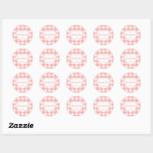 Blush Pink Gingham Check Patroon Ronde Sticker (Vel)