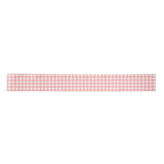 Blush Pink Gingham Check Patroon Satijnen Lint (Voorkant)