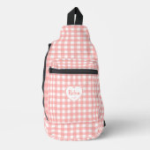 Blush Pink Gingham Check Patroon Sling Bag (Voorkant)