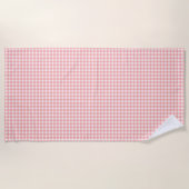 Blush Pink Gingham Check Patroon Strandlaken (Voorkant)