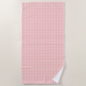 Blush Pink Gingham Check Patroon Strandlaken (Voorkant)