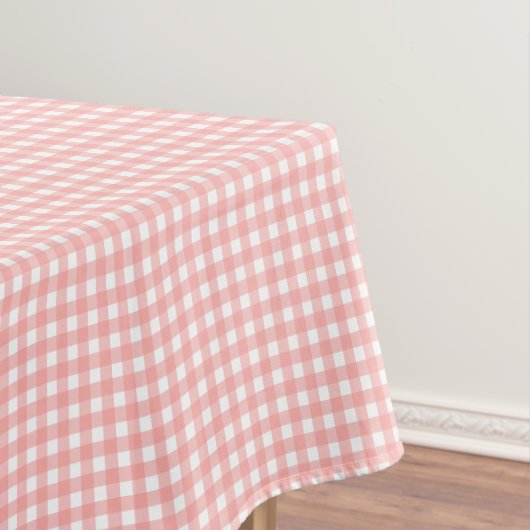 Blush Pink Gingham Check Patroon Tafelkleed (Voorbeeld)