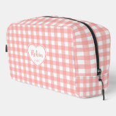 Blush Pink Gingham Check Patroon Toilettasje (Rechterhoek)