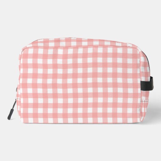 Blush Pink Gingham Check Patroon Toilettasje (Achterkant)