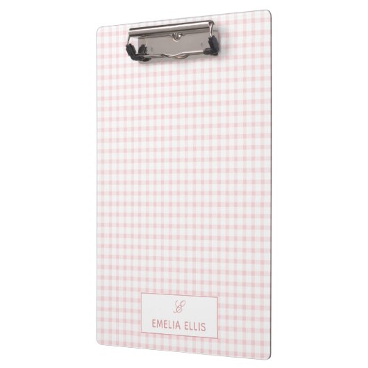 Blush Pink Gingham Classic Monogram  Klembord (Links)