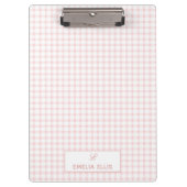 Blush Pink Gingham Classic Monogram Klembord (Voorkant)