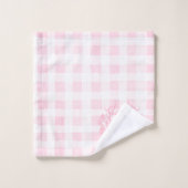 Blush Pink Gingham Floral Crest Monogram Bad Handdoek (Wasdoekje)