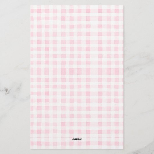 Blush Pink Gingham Floral Crest Monogram Briefpapier (Achterkant)