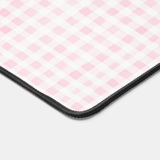 Blush Pink Gingham Floral Crest Monogram Bureaumat (Hoek)