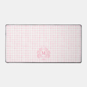 Blush Pink Gingham Floral Crest Monogram Bureaumat (Voorkant)