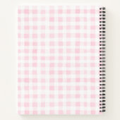 Blush Pink Gingham Floral Crest Monogram Notitieboek (Achterkant)