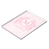 Blush Pink Gingham Floral Crest Monogram Notitieboek (Linkerzijde)