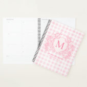 Blush Pink Gingham Floral Crest Monogram Planner (Display)